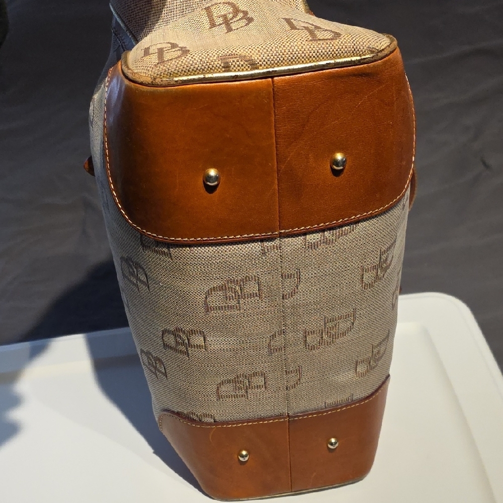 Dooney & Bourke Beige and Brown Signature Tote - Picture 6 of 16